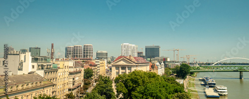 Photography view of modern part of Slovakia capital city Bratislava, business district from
