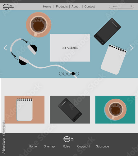 Website template. Modern web page template. Flat design.
