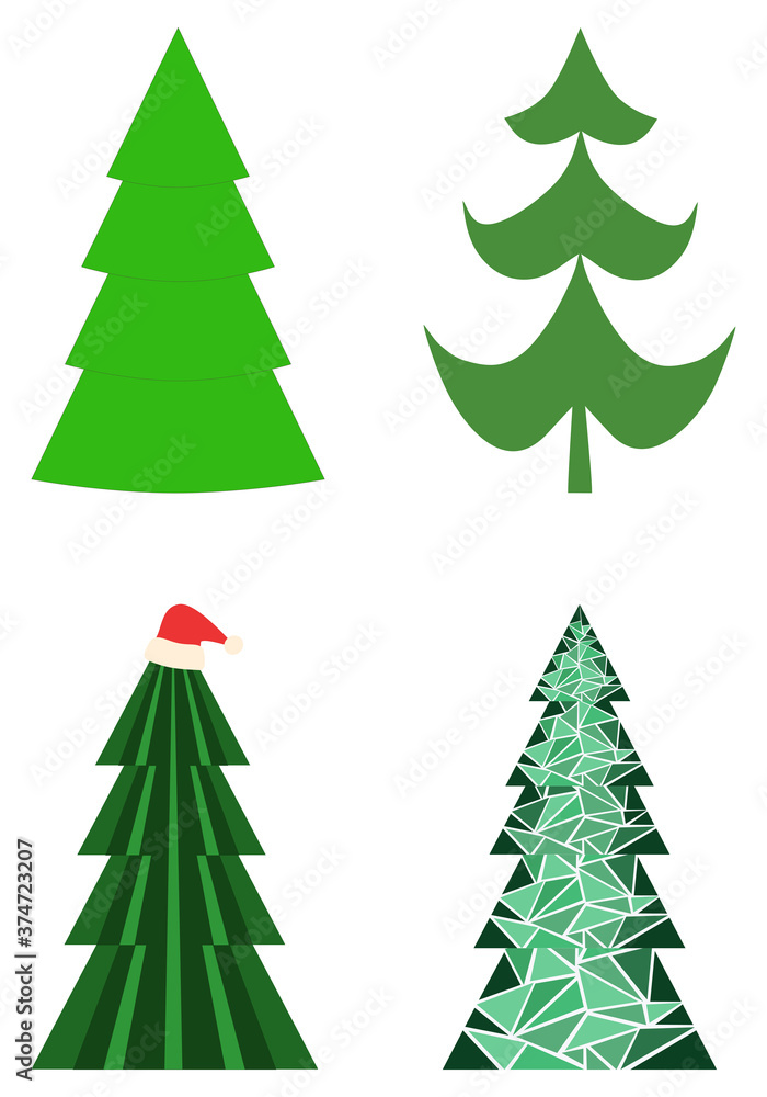 Fototapeta premium Set Christmas Trees for Holiday design. Vector illustrations