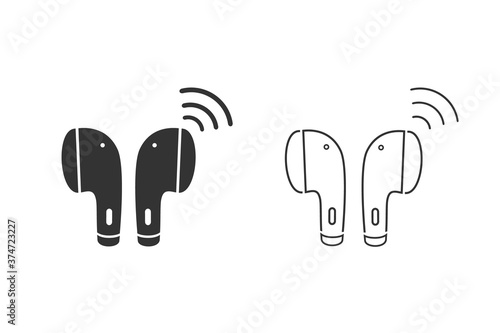 Earphone bluetooth line icon set design. Earphone icon in modern flat style design. Vector illustration