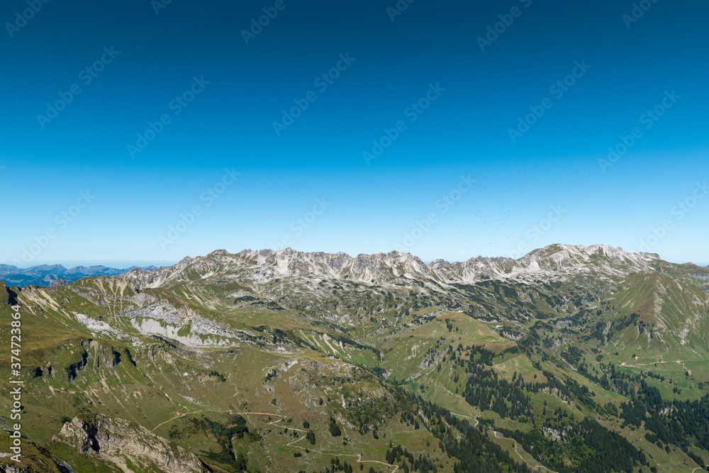 Naklejka premium The famous summit Nebelhorn with the Daumen group in the alps from Germany.