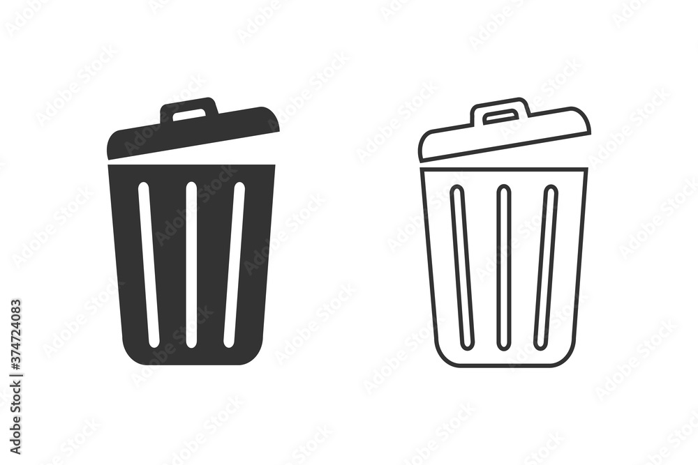 Trash line icon set in trendy flat design. Vector Trash line icon set in trendy flat design. Vector