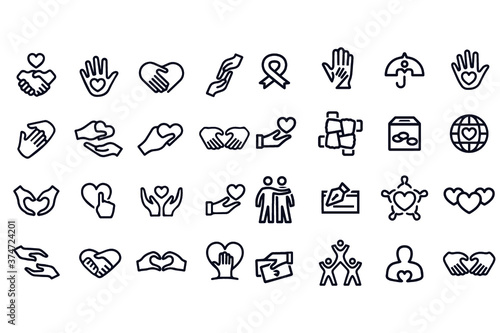 Charity and Relief Icons vector design set