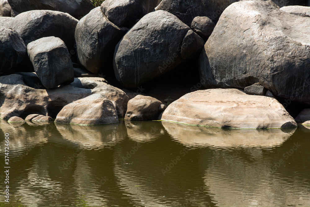 rock shape and reflection at hampi karnataka rock shape and reflection at hampi karnataka