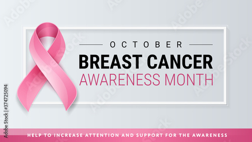Breast Cancer Awareness pink ribbon banner background - vector illustration