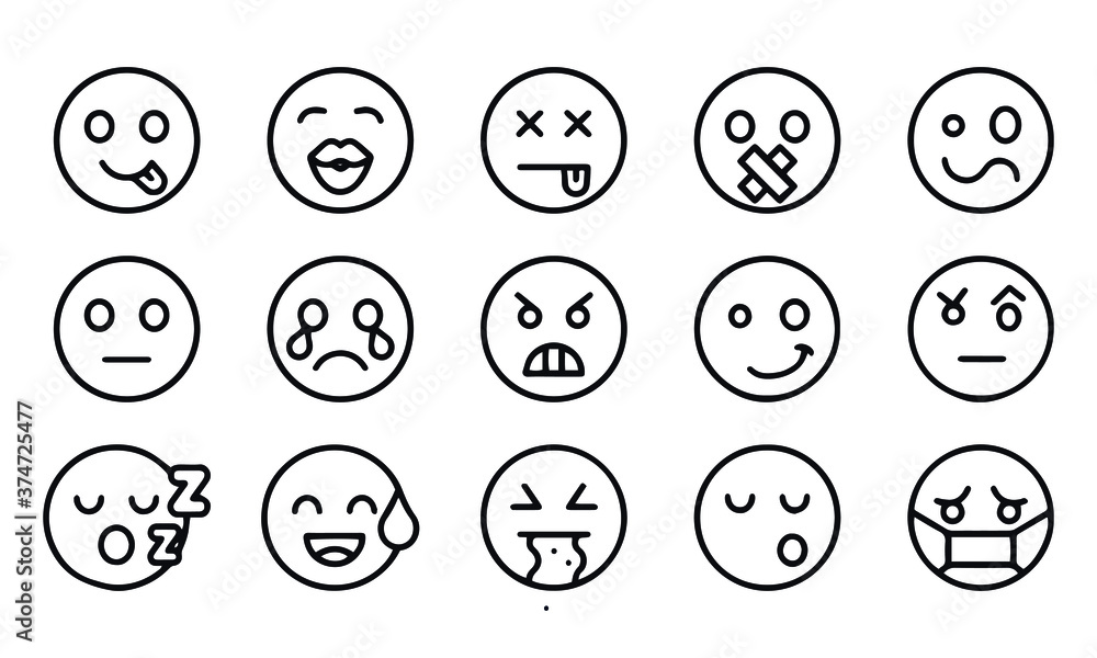 Emoticons Line Icons vector design Emoticons Line Icons vector design