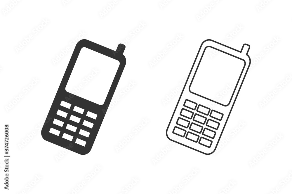 Telephone line icon set mobile symbol vector Telephone line icon set mobile symbol vector