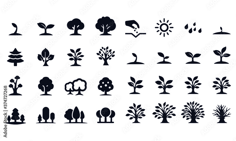 Growing Tree Icons vector design 