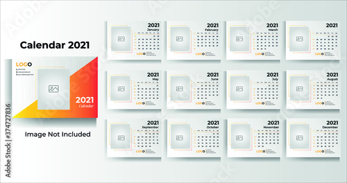 Desk Calendar 2021 vector, New Year Calendar 2021, Table Calendar