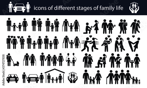 family life vector design black and white