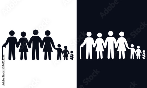 family life vector design black and white