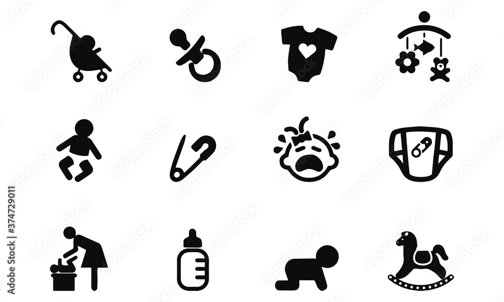 Newborn baby Silhouette icons