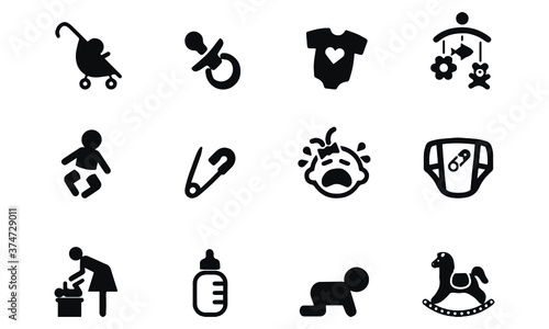 Newborn baby Silhouette icons