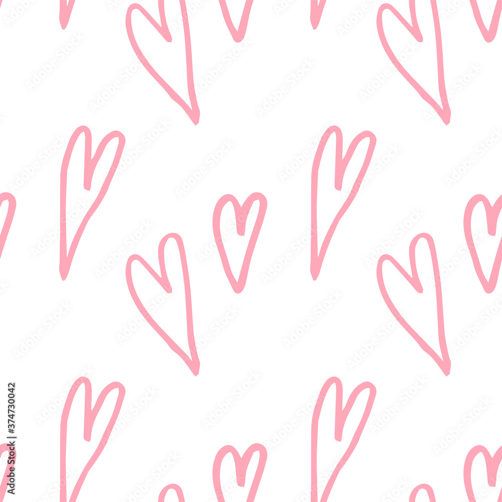 Abstract seamless heart pattern.Pink background textile texture.Colorful print for wedding invitation,poster,card,fabric,etc. Fashion valentine day ornament.