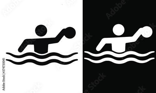  water polo icon on black and white vector