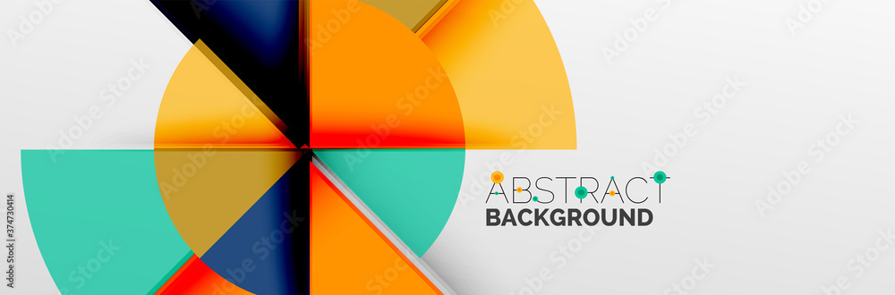 Bright color circles, abstract round shapes and triangles composition with shadow effects. Vector modern geometric design template Bright color circles, abstract round shapes and triangles composition with shadow effects. Vector modern geometric design template