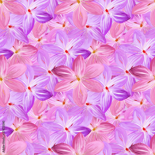 flowers on lilac background handmade gouache gentle seamless pattern . Background for web pages, wedding invitations, date cards, textiles, packaging, fabric, wallpaper