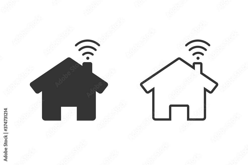 House and wi-fi sign line icon. Smart home with connected devices or home wi-fi. Vector House and wi-fi sign line icon. Smart home with connected devices or home wi-fi. Vector