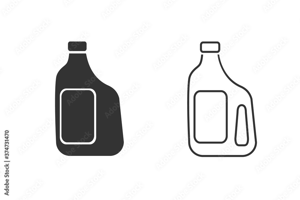 Line icon set of plastic bottle of liquid laundry detergent. Vector Line icon set of plastic bottle of liquid laundry detergent. Vector