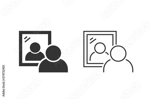 Man standing in front of a mirror. Vector