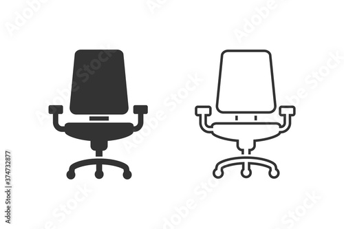 Office chair vector line icon set on white