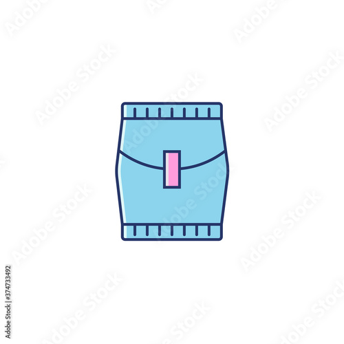Individually wrapped women pad - line color icon. Female sanitary napkin in individual packaging - linear colorful sign, element, object. Woman hygiene product vector illustration in minimal design
