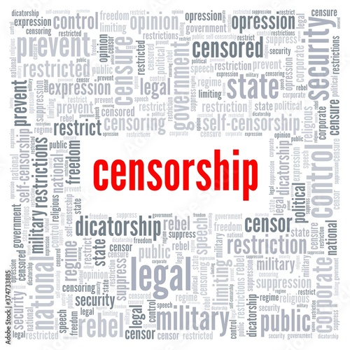 Censorship vector illustration word cloud isolated on a white background.