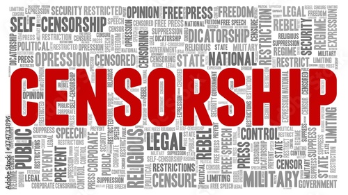 Censorship vector illustration word cloud isolated on a white background.