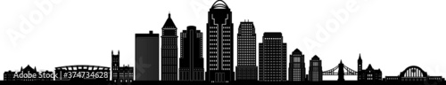 Obraz na płótnie CINCINNATI City OHIO Skyline Silhouette Cityscape Vector w salonie