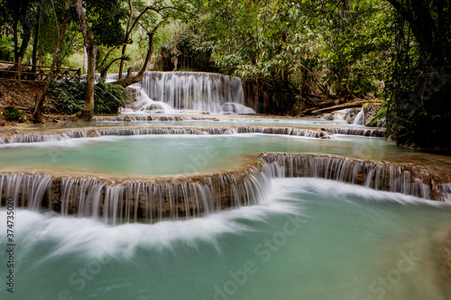 The beautiful Khuang Si waterfalls lay hidden in the jungles of Laos.