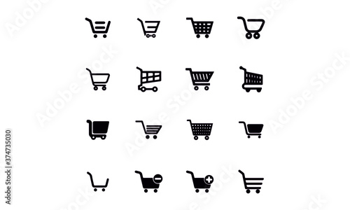 Vector black shopping cart icons vector design 