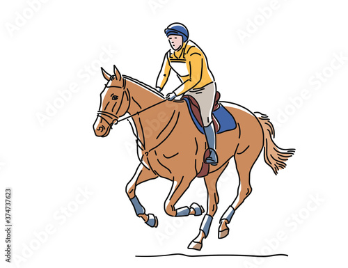 Event rider and horse during the cross