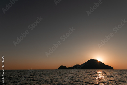 Sunset in Filicudi. Aeolian islands, Sicily.