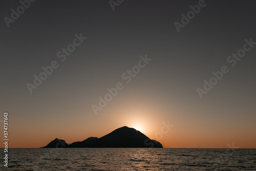 Sunset in Filicudi. Aeolian islands, Sicily.