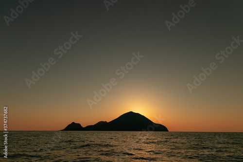 Sunset in Filicudi. Aeolian islands, Sicily.
