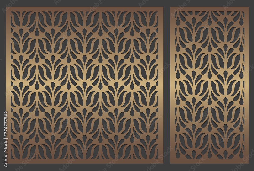Laser cut panel design.Abstract stencil template for laser cutting