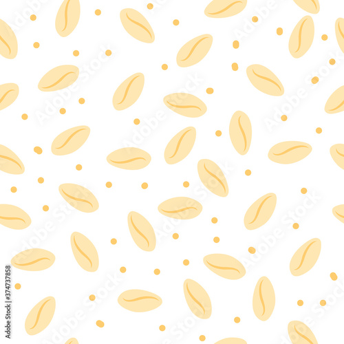 Seamless pattern with granola, muesli on white background. Healthy food, oat flakes, vector cartoon illustration.