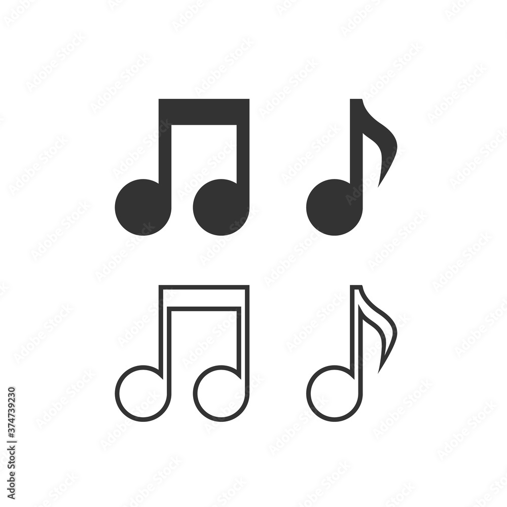 Music note vector line icon set. Sound and melody symbols Music note vector line icon set. Sound and melody symbols