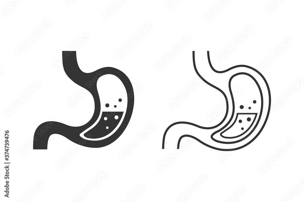 Fototapeta premium Human stomach anatomy line icon set vector illustration isolated on white background
