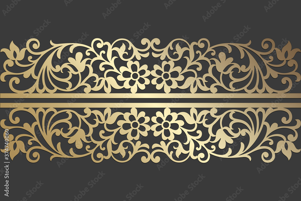 Laser cut panel design. ornate vintage vector border template for laser cutting, stained glass, glass etching, sandblasting, wood carving, engraving, cardmaking, wedding invitations. 