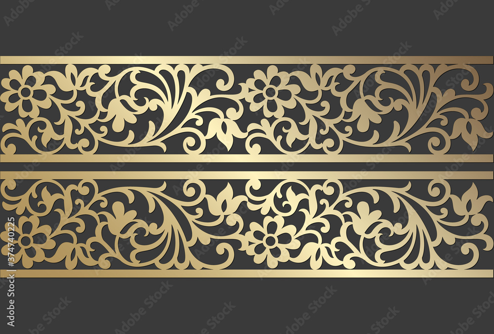 Laser cut panel design. ornate vintage vector border template for laser