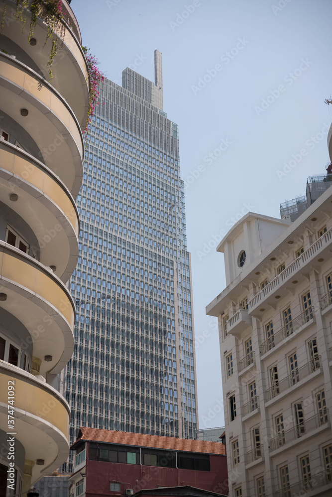 Φωτογραφία Ho Chi Minh City, Vietnam- March 2, 2020 : Vietcombank Tower and Huong Sen Hotel