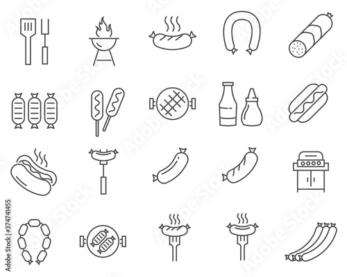 Set of Sausages line vector icons.