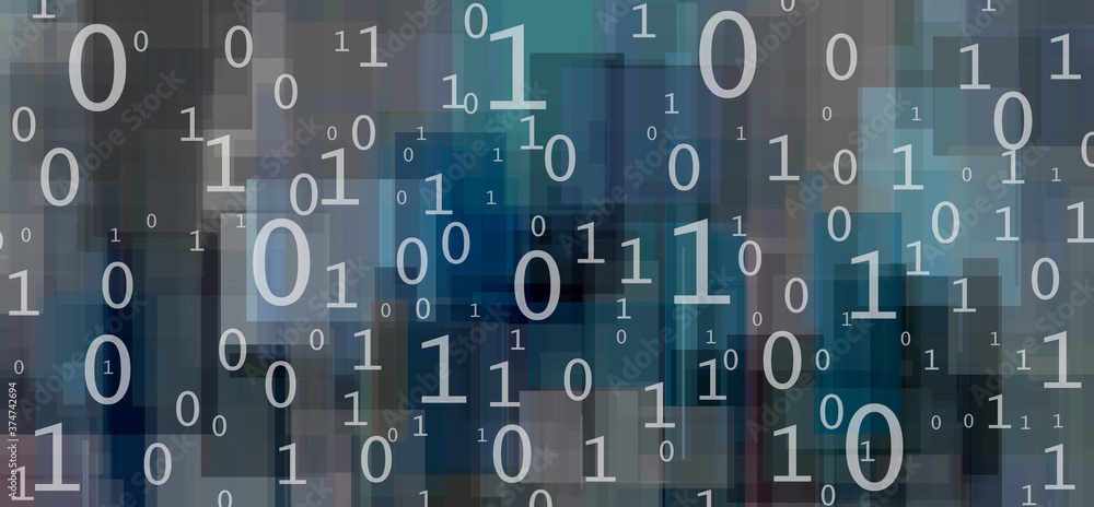 Modern Abstract of lines and squares with binary code. 3D rendering Modern Abstract of lines and squares with binary code. 3D rendering