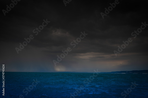 Sea storm above the sea, near by Kavarna town, Bulgaria, shot in the second half of July 2020