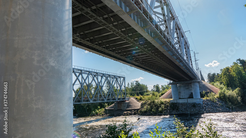 Railway bridge over the Vuoksa river in the village of Losevo