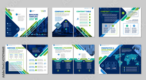 Brochure creative design. Multipurpose template, include cover, back and inside pages. Trendy minimalist flat geometric design. Vertical a4 format.