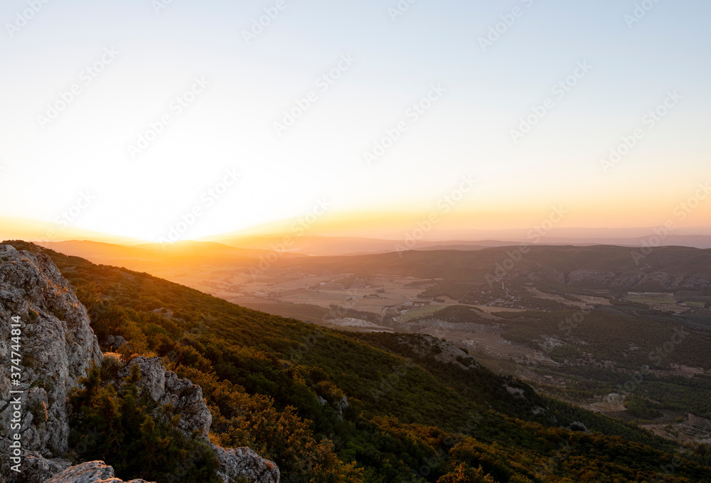 Mountains landscape at sunset with twilight in Alcoy
