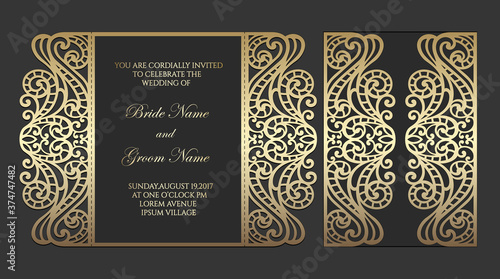 Fotografija Gate fold laser cut wedding invitation