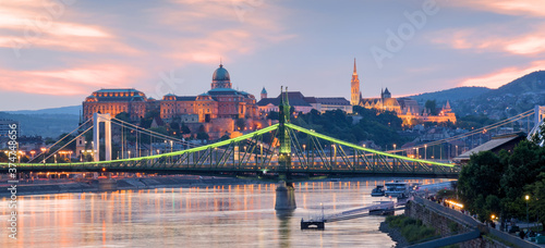 Budapest panorama featuring Liberty bridge